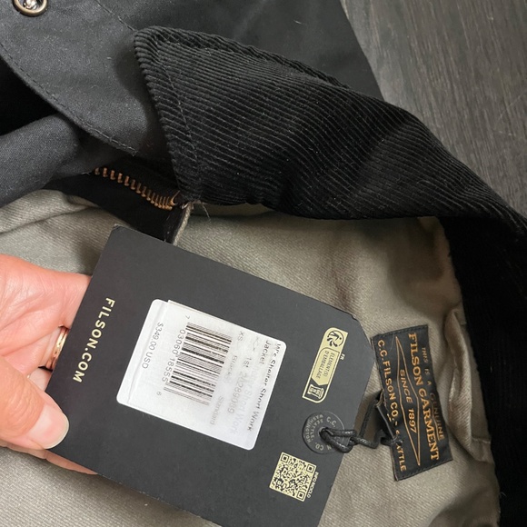 Filson women's shelter cloth short work coat XS black waxed cotton boxy cropped - Picture 8 of 13
